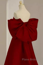 Sexy A Line Strapless Red Long Formal Prom Dresses