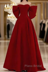 Sexy A Line Strapless Red Long Formal Prom Dresses