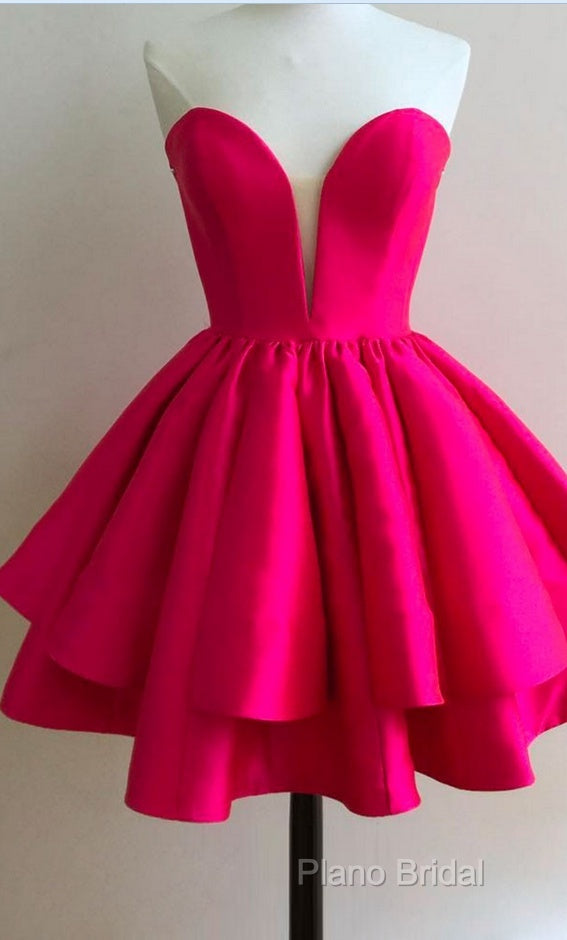 Sexy A-Line Sweetheart Sleeveless Tiered Short Homecoming Dresses With Pleats Secondary image
