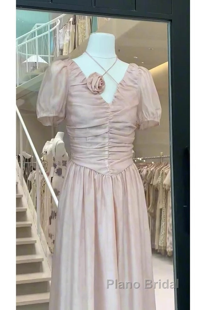 Sexy A Line V Neckline Pink Chiffon Beach Dresses WomenS Vacation Dresses Secondary image