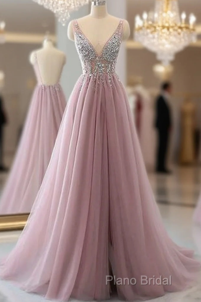 Sexy Backless Formal Prom Dresses V Neckline, Formal Dresses, Formal Dresses, Graduation School Party Dance Dresses Main image