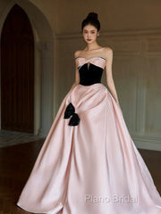 Sexy Ball Gown Sweetheart Neckline Pink Satin Formal Dresses Formal Prom Dresses