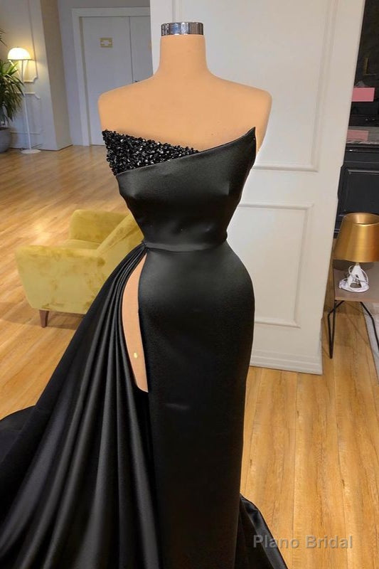 Sexy Black Long Prom Dress With Split Beadings Evening Gowns Secondary image