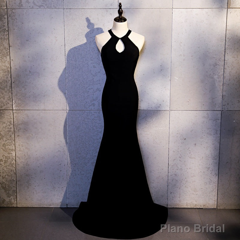 Sexy Black Mermaid Long Halter Evening Dress, Black Prom Dress Secondary image