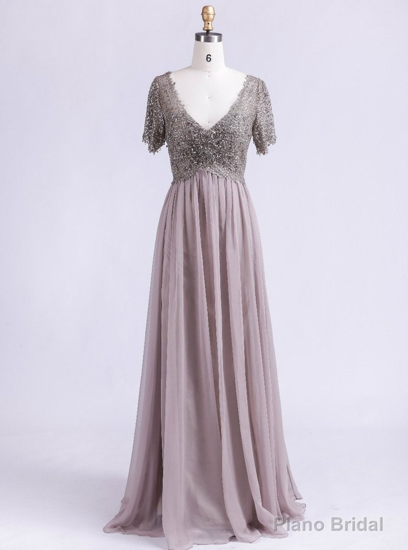 Sexy Half Sleeves Floor Length V-Neck Mother Of The Bride Dresses Main image