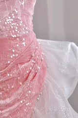 Sexy High Low Off The Shoulder Pink Velvet Formal Prom Dresses