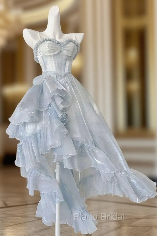 Sexy High Low Straps Blue Formal Prom Dresses 21Th Birthday Outfit Main image