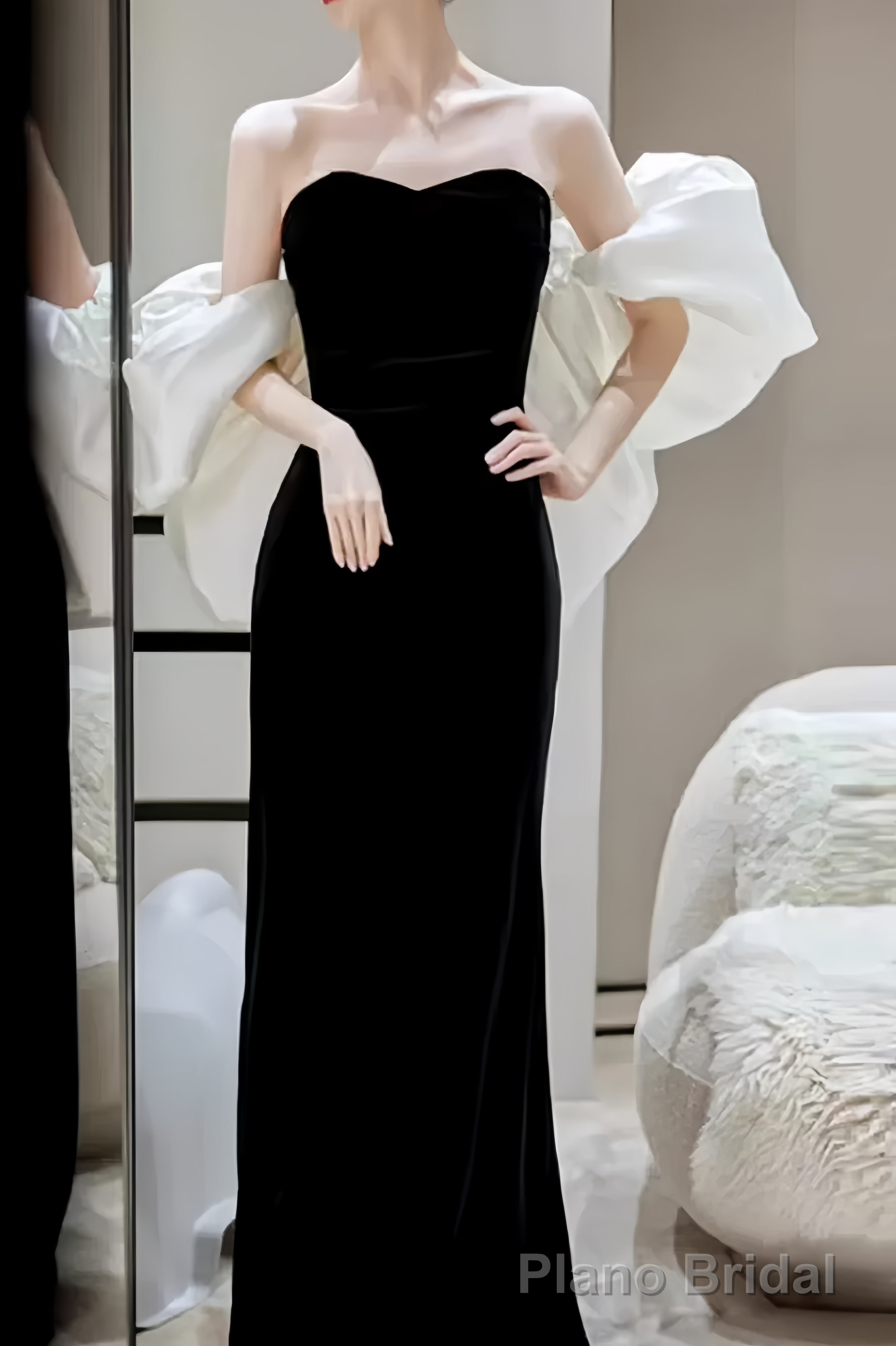 Sexy Mermaid Off The Shoulder Black Prom Dresses Long Prom Dress Secondary image