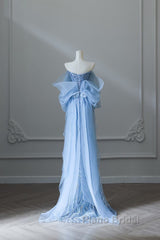 Sexy Mermaid Off The Shoulder Blue Sequin Long Formal Prom Dresses Evening Gowns