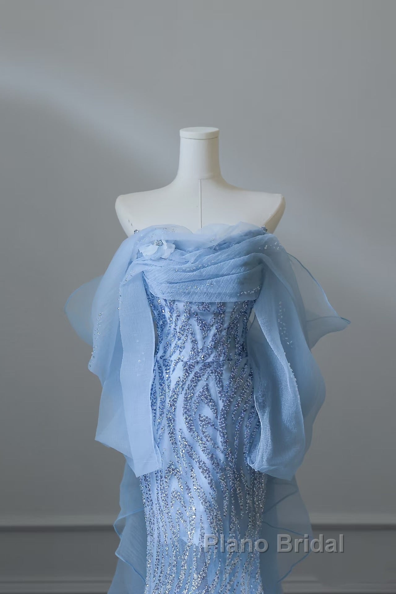 Sexy Mermaid Off The Shoulder Blue Sequin Long Formal Prom Dresses Evening Gowns