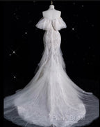 Sexy Mermaid Off The Shoulder White Lace Long Wedding Dresses Brides Dresses