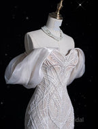 Sexy Mermaid Off The Shoulder White Lace Long Wedding Dresses Brides Dresses