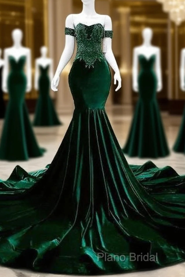 Sexy Mermaid Strapless Long Dark Green Formal Prom Dresses Formal Dresses Main image