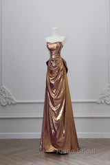 Sexy Mermaid Strapless Sequin Brown Long Formal Prom Dresses