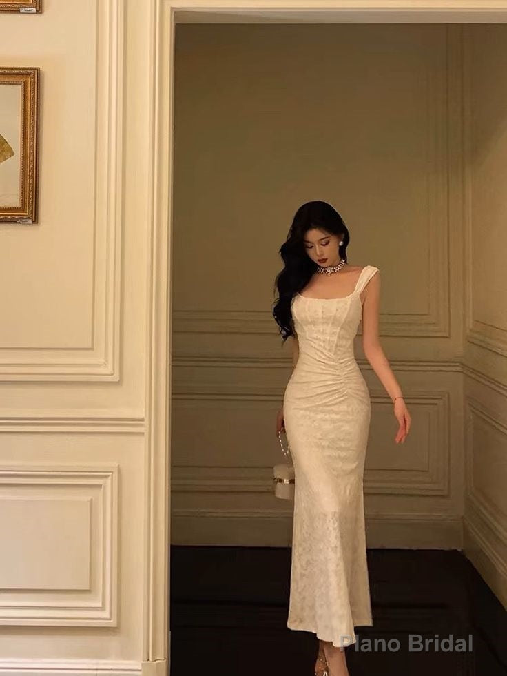 Sexy Mermaid Straps White Lace Prom Dresses Birthday Outfits Secondary image