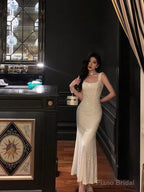 Sexy Mermaid Straps White Lace Prom Dresses Birthday Outfits