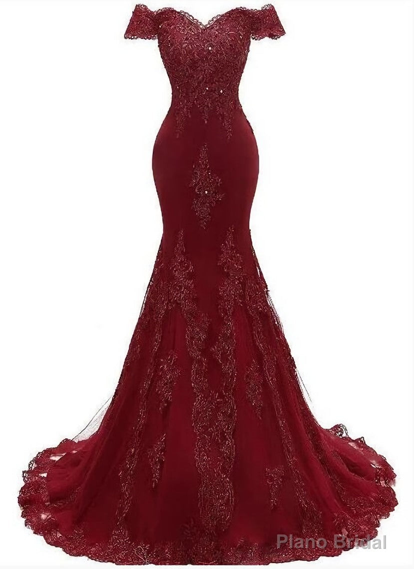 Sexy Mermaid Tulle with Lace Sweethart Party Dress, Long Prom Dress