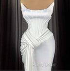 Sexy Robe De Soiree Mermaid Scoop Floor Length Satin Slit Long Formal Prom Dresses Formal Prom Gown Evening Dresses