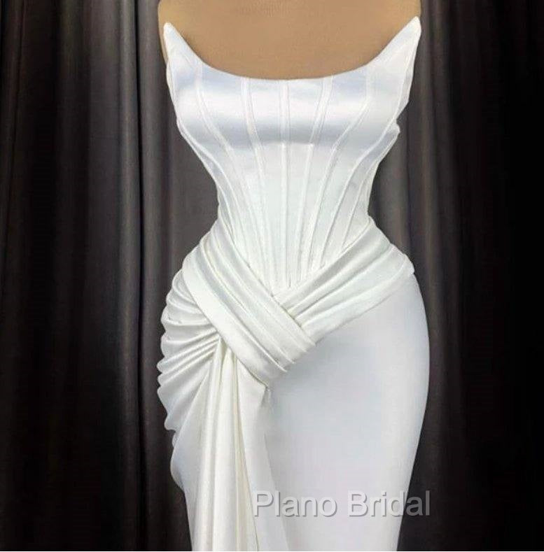 Sexy Robe De Soiree Mermaid Scoop Floor Length Satin Slit Long Formal Prom Dresses Formal Prom Gown Evening Dresses