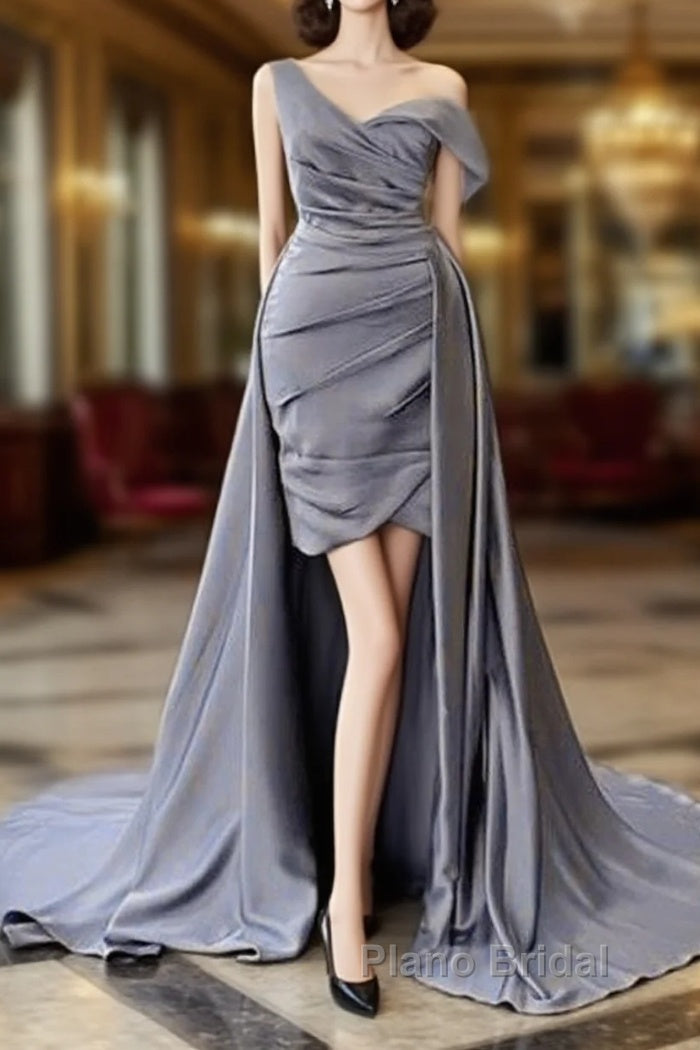 Sexy Sheath Column Satin Pleated Dresses Main image