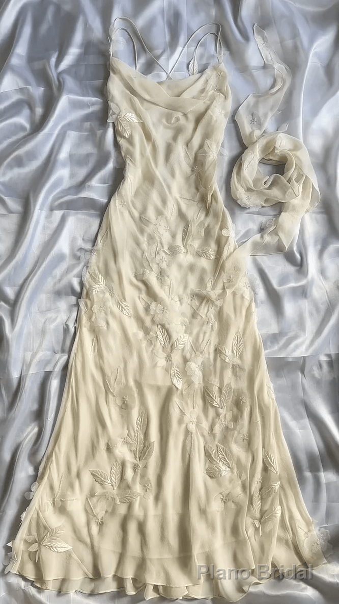 Sexy Sheath Straps Chiffon champagne Long Prom Dresses Main image