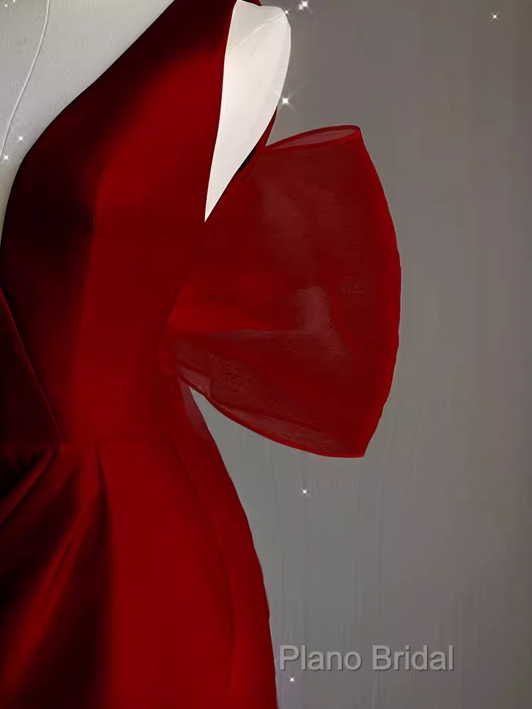 Sexy Sheath V Neckline Long Senior Red Formal Prom Dresses Formal Dresses