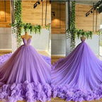 Sexy Spaghetti Straps Lavender Tulle Wedding Dresses Beading Bodice