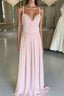 Sexy Spaghetti Straps Long Chiffon Ruched Sweetheart Bridesmaid Dresses