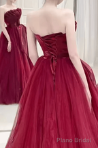 Sexy Strapless Red Party Dresses Long Prom Dresses
