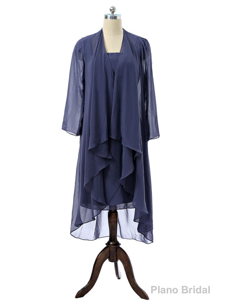 Sheath Chiffon Navy Blue Mother Of The Bride Dresses With Jacket