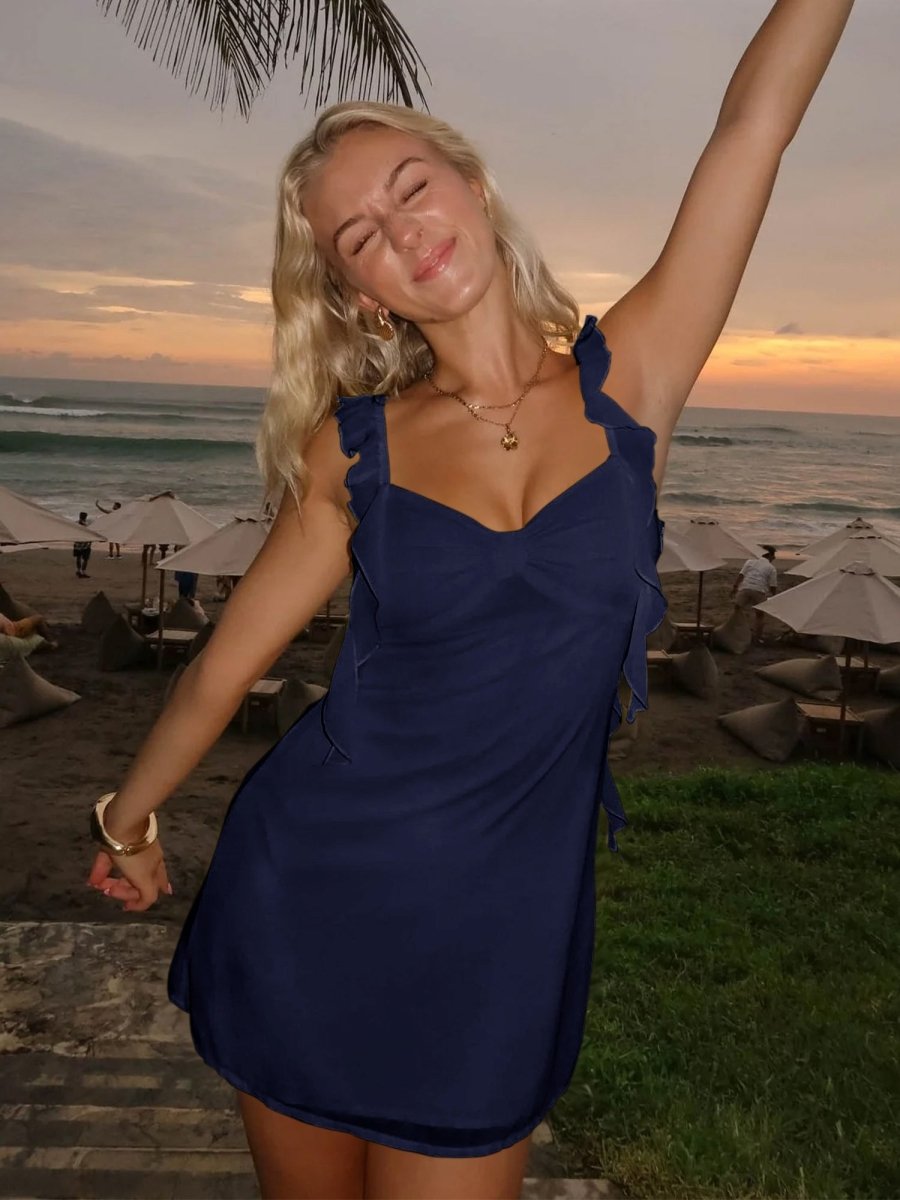 Sheath Chiffon V Neck Short Homecoming & Cocktail Dress with Ruffles