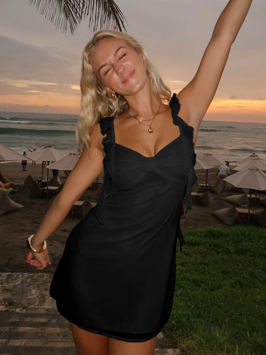 Sheath Chiffon V Neck Short Homecoming & Cocktail Dress with Ruffles