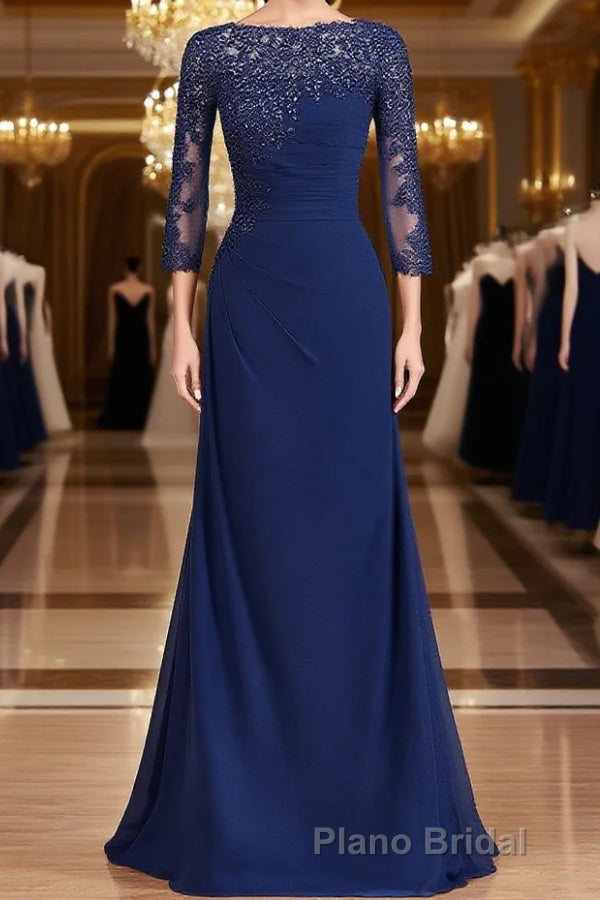 Sheath/Column Bateau Floor-Length Chiffon Mother of the Bride Dresses With Appliques Lace Main image