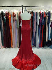 Sheath/Column Elastic Formal Prom Dress Woven Satin Sequin Sweetheart Sleeveless Court Train Dresse