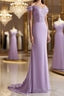 Sheath/Column Off-the-Shoulder Sweep Train Jersey Mother of the Bride Dresses With Ruffles