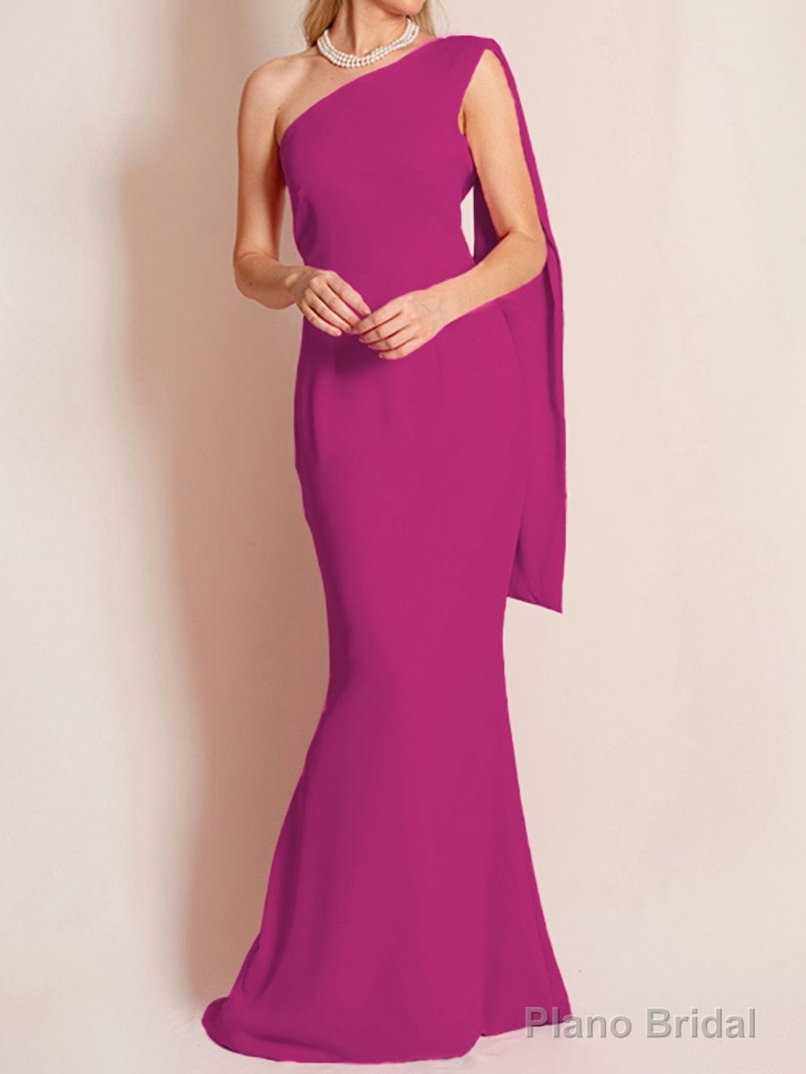 Sheath/Column One-Shoulder Floor-Length Chiffon Mother of the Bride Dresses With Ruffles