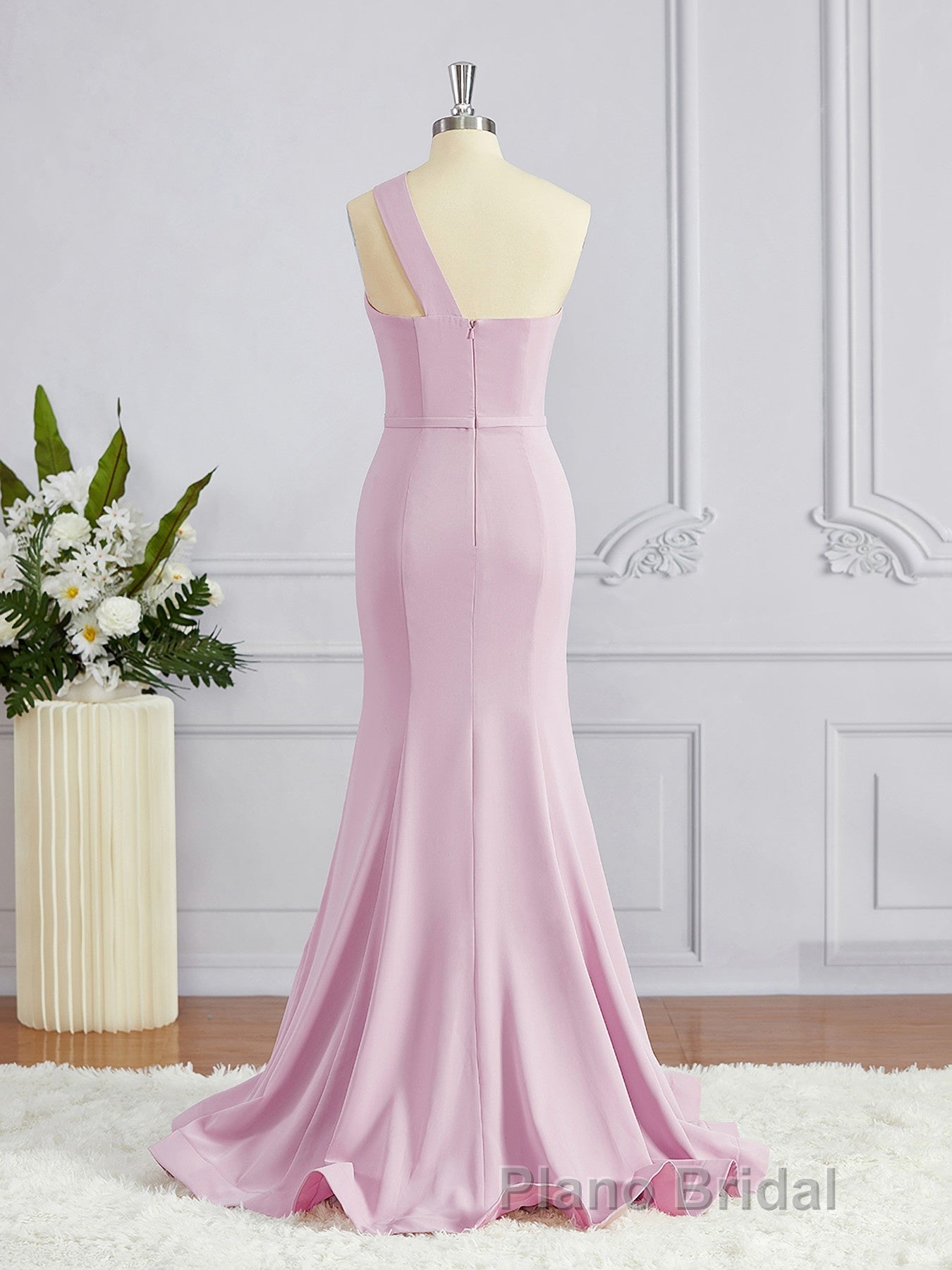 Sheath/Column One-Shoulder Floor-Length Stretch Crepe Bridesmaid Dresses