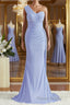 Sheath/Column One-Shoulder Sweep Train Jersey Bridesmaid Dresses