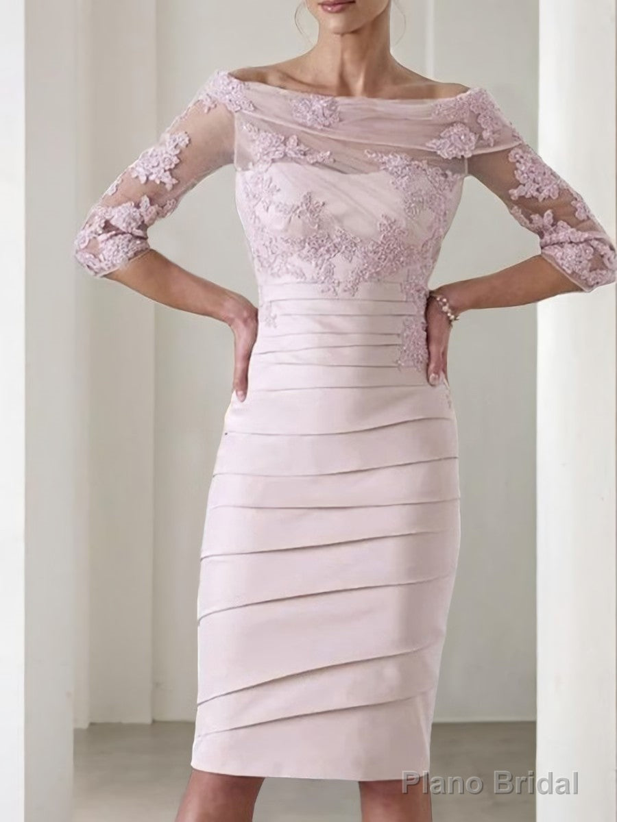 Sheath/Column Scoop Knee-Length Satin Mother of the Bride Dresses With Appliques Lace Main image