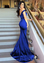 Sheath/Column Sleeveless Sweetheart Sweep Train Elastic Satin Prom Dresses