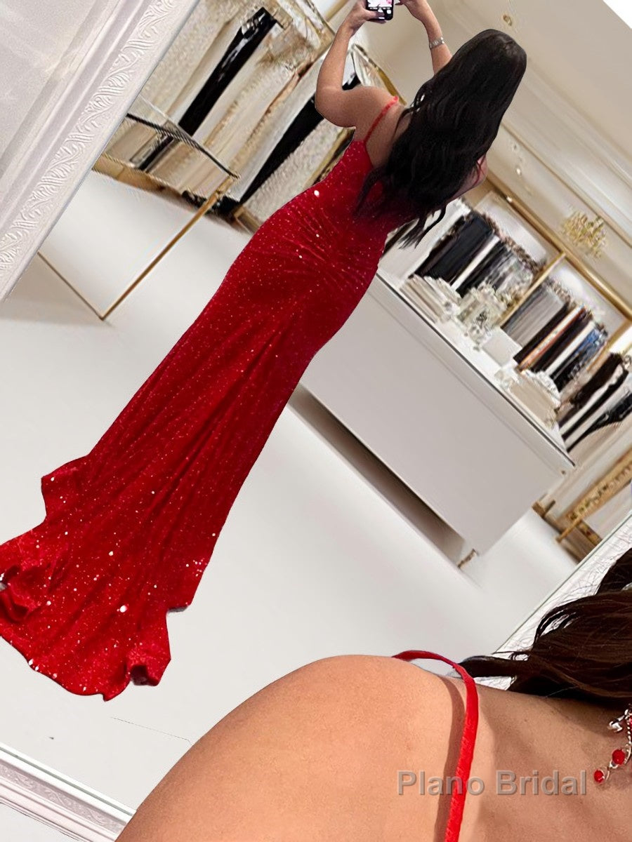 Sheath/Column Spaghetti Straps Sweep Train Prom Dresses Secondary image