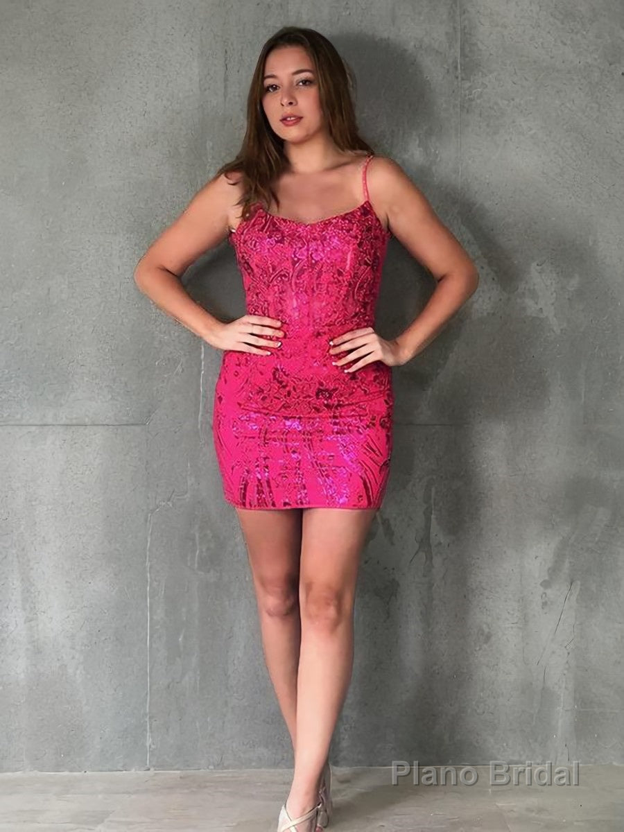 Sheath/Column Straps Short/Mini Sequins Homecoming Dress with Sequin Main image