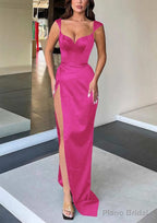 Sheath/Column Sweetheart Sleeveless Long/Floor-Length Satin Evening Dresses With Split