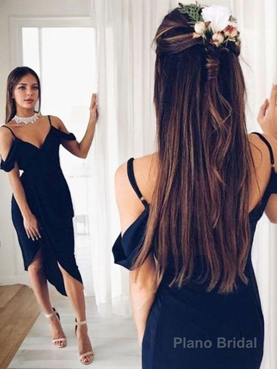 Sheath/Column V-neck Asymmetrical Stretch Crepe Homecoming Dresses