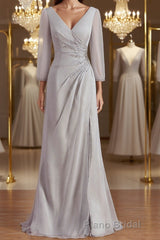 Sheath/Column V-neck Floor-Length 30D Chiffon Mother of the Bride Dresses With Beading