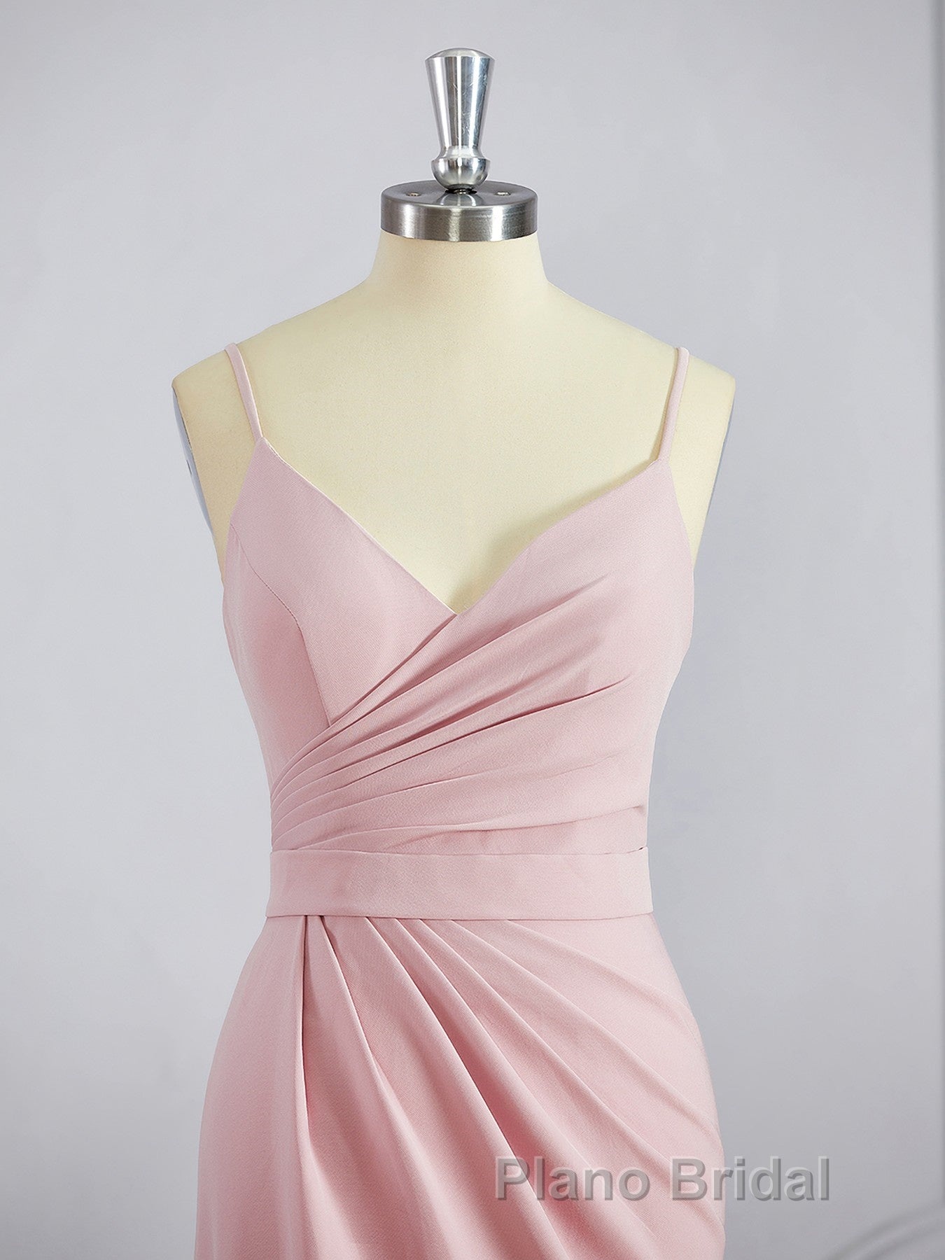 Sheath/Column V-neck Sweep Train Stretch Crepe Bridesmaid Dresses with Leg Slit Secondary image