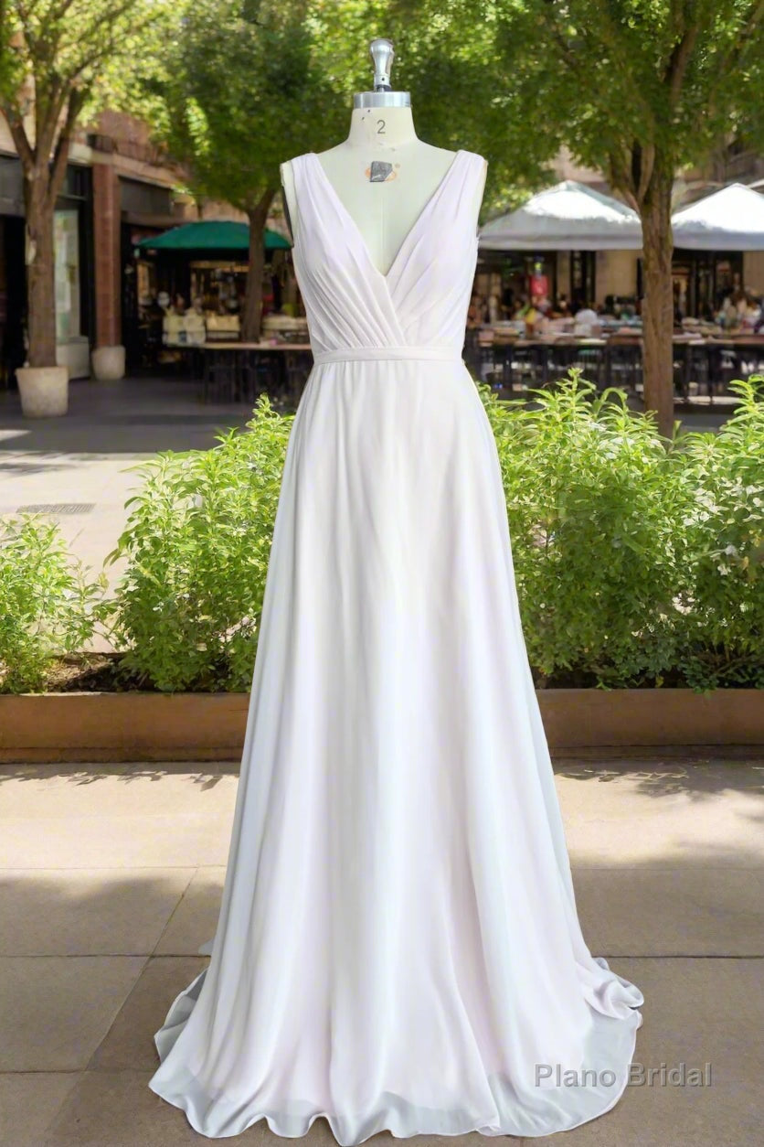 Sheath Floor Length V-Neck Chiffon Bridesmaid Dresses Main image