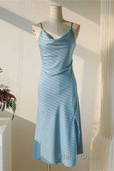 Sheath Light Sky Blue Cowl Neck Mini Bridesmaid Dresses