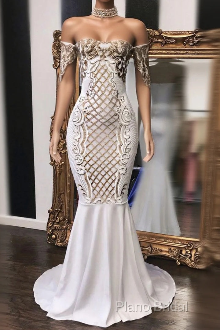Sheath Long Mermaid Formal Prom Dresses With Appliques Main image
