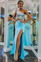 Sheath One Shoulder Cut Mirror Sequins Prom Dress